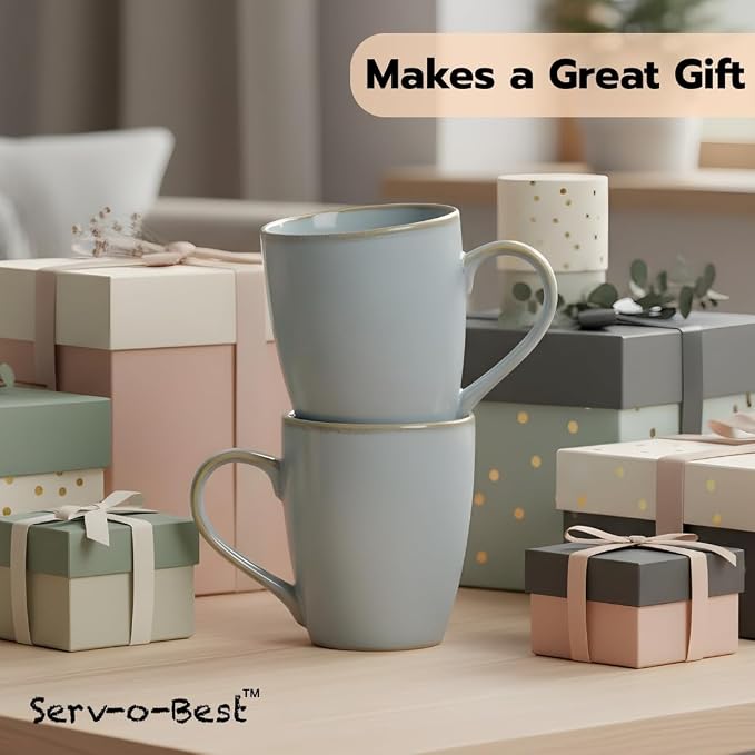 Servo Best Grey Coffee Mugs 12 oz, Set of 6 Grey Radiant Ceramic Mugs - Lead & Toxic Free, Dishwasher & Microwave Safe, Perfect for Home & Office Use