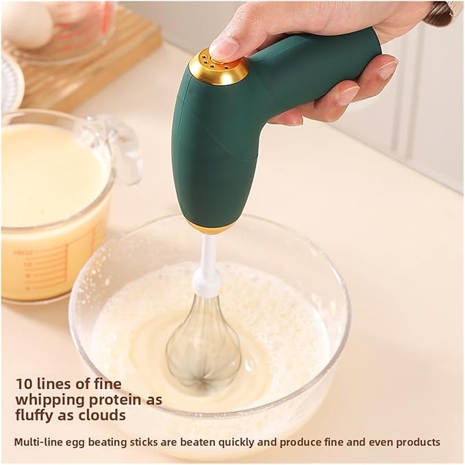 6-in-1 Electric Mixer with Milk Frother: Handheld Egg Beater, Portable Powered Mixer for Coffee, Baking, Cake Cream & Kitchen Batter Mixing