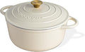 Cast Iron Dutch Oven with Lid-Non-Stick Ovenproof Enamelled Casserole Pot - Sturdy Dutch Oven Cookware-Cream, 7.3- Quart, 30cm- by Nuovva