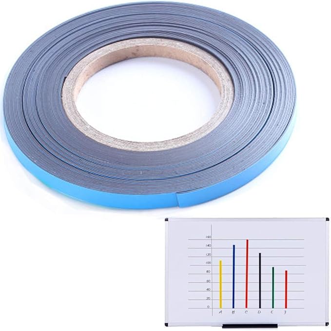 Magnetic Tape Roll Colored Thin Strips - Dry Erase Magnet Whiteboard Graphic Art Tape/ 10mm 33ft Grid Marking Line Magnet Tape(Blue)