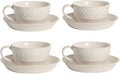 LOWYEPAULHO Cappuccino Cups with Saucers, 5''Ceramic Coffee Cup and Saucer set for Au Lait, Double shot, Latte, Cafe Mocha,Set of 4