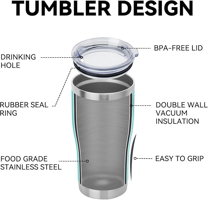 DOMICARE 20oz Tumbler with Lid Stainless Steel Tumblers Bulk, Double Wall Vacuum Insulated Coffee Travel Mug Powder Coated Tumbler, 1 Count (Pack of 1) Light Blue