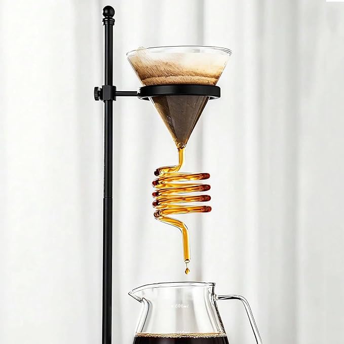 Glass Spiral Coffee Dripper – V60 Pour Over Coffee Maker, Spiral Design Coffee Dripper for Drip Coffee Pour Over & Travel Filter Coffee
