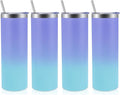 Volhoply 4 Pack Skinny Tumblers with Lid and Straw, 20oz Stainless Steel Straight Tumbler Bulk, Vacuum Insulated Coffee Mug for Home, Office, Travel, DIY (Purple Bule,4 Pack)
