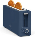 Martha Stewart 2 Slice Long Slot Toaster, Extra Wide for Sourdough & Bagels, 10 Setting Shade Control, Removable Crumb Tray, Self-Centering Design, Defrost/Reheat, Cancel, Slim Space-Saving, Indigo