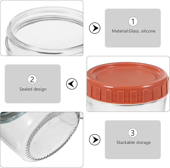 4pcs Glass Storage Jars with Airtight Screw Lids Small Glass Canisters for Tea Coffee Cereals with Sealing Rings for Kitchen and Meal Prep