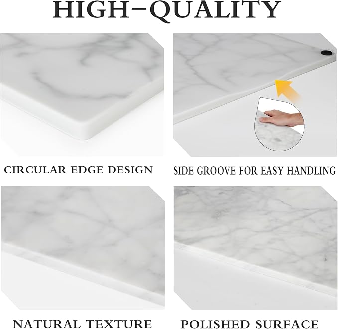 Large Italian Carrara White Marble Cutting Board for Kitchen 16x20 Inch - Stone Granite Cutting Board，Multi-Functional Marble Pastry Board for Cheese, Charcuterie - Wedding Gift, Housewarming
