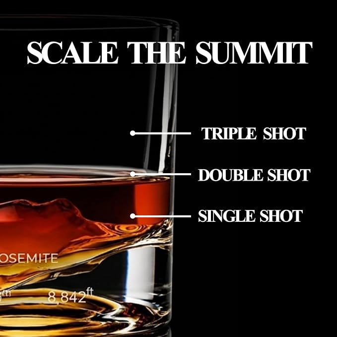 LIITON Yosemite Heavy Crystal Whiskey Glasses Gift Set of 2, Thick Freezable Bourbon Glass 1lb Each, Premium Whiskey Gifts for Men, Frozen Crystal Chills Cocktails, 10 oz