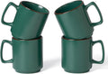 famiware Coffee Mugs Set of 4, Nebula 14oz Coffee Mugs, Ceramic Cup Set with Handle for Latte, Tea, Milk, Cappuccino, Cocoa, Dark Green