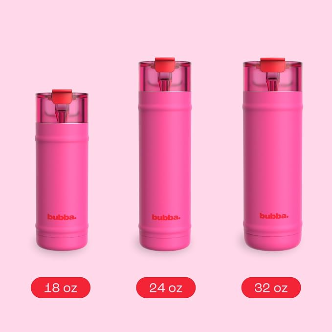 bubba 18 oz Dualsip Insulated Stainless Steel Water Bottle with Straw - Reusable, Leakproof, Lightweight, Dishwasher Safe, Lead-Free and BPA-Free, Flora Aura