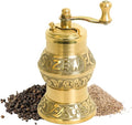 Sozen 4.7" Istanbul Manual Pepper Grinder Brass – Handmade Turkish Pepper Mill, Conical Burr Spice Grinder, Portable Hand Crank Mill for Salt, Peppercorns, and Other Spices with Durable Brass Decor