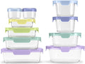 Ello Color Lock Glass Meal Prep Sets Leak-Proof Glass Food Storage Containers with Airtight BPA-Free Plastic Lids, Dishwasher, Microwave, and Freezer Safe