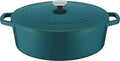 Cuisinart Chef's Classic Enameled Cast Iron Dutch Oven with Lid, Porcelain Enameled Interior, Oven Safe, Induction Compatible, 7-Quart, Oval, Teal