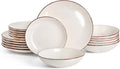 Dinnerware Sets for 6, 18 Piece Plates and Bowls Sets, Stoneware Dishware Sets Kitchen, Scratch Resistant Dishes, Microwave & Dishwasher Safe (White, Service for 6(18PCS))