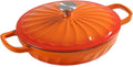 Enameled Cast Iron Dutch Oven, 3.8 Quart Dutch Oven Pot with Lid, Shallow Cast Iron Braiser with Handles, Oven Safe up to 500°F (Orange)