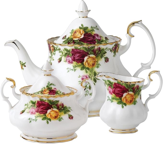 Royal Albert Old Country Roses 3-Piece Set (Teapot, Sugar & Creamer)