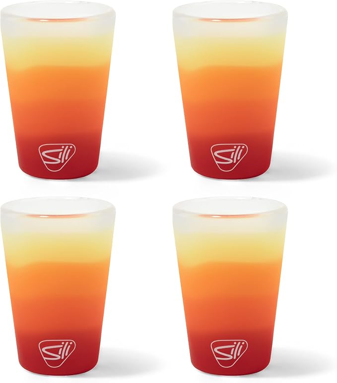 Silipint 1.5oz Silicone Shot Glasses with Handle – 4 Pack Unbreakable, BPA-Free, Non-Toxic, Dishwasher & Freezer Safe Shot Cups – Marigold Glasses
