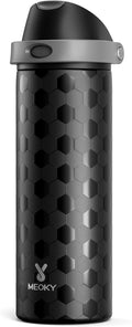 24 oz Insulated Water Bottle for Sports: Meoky Stainless Steel Soccer Water Bottle with 2-in-1 Lid - Leak Proof, Cold for 24 Hours, Fits in Car Cup Holder, Soccer Gifts for Boys Girls, Arena Night