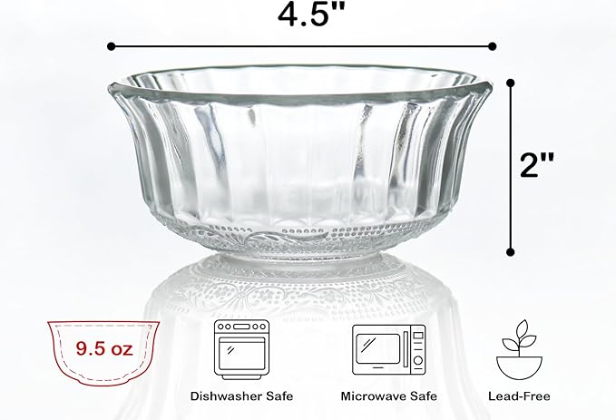 Marble Spoon Rest for Kitchen Counter, Stove Top, Spatula, Tongs Holder with Non-Slip Silicone Feet, 1 Pack + 4.5" Clear Textured Glass Bowls, Mini Bowls for Desserts, Dips and Fruit, 9.5oz, Set of 6