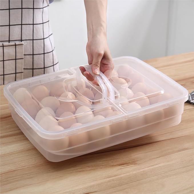 TOWINE Food Storage Containers Egg Preservation Box Refrigerator Egg Storage Box Home Preservation Storage Box Kitchen Multi-Grid Portable Egg Box (Color : Clear, Size : B)