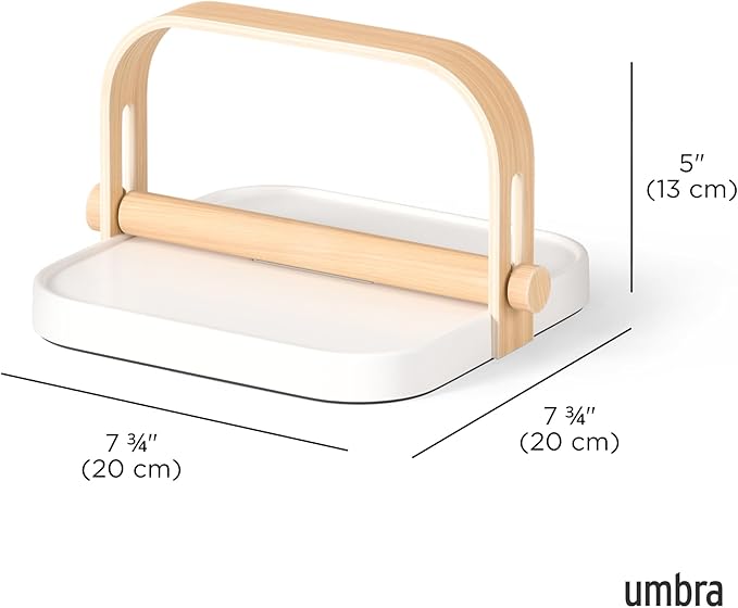 Umbra Bellwood Napkin Holder with Weight and Carrying Handle, White/Natural