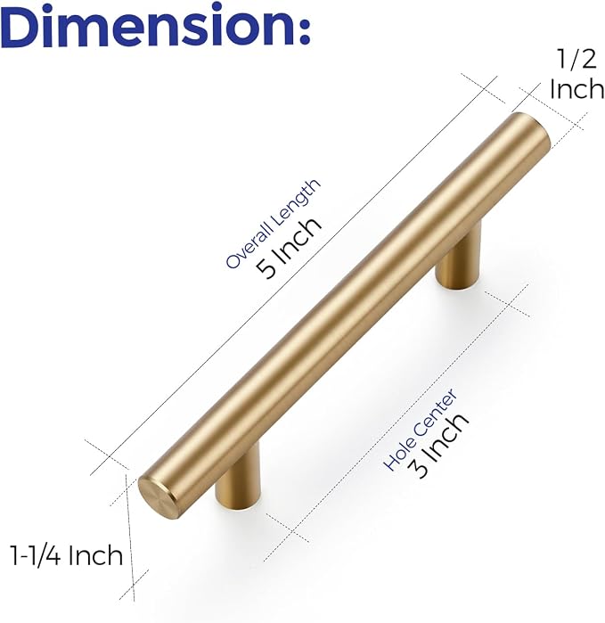 Ravinte 24 Pack 5 Inch Cabinet Pulls Champagne Bronze Stainless Steel Kitchen Drawer Pulls Cabinet Handles 5 InchLength, 3 Inch Hole Center