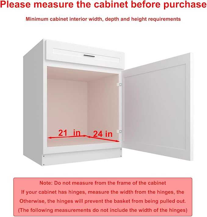 Pull Out Cabinet Organizer, Heavy-Duty Metal Sliding Drawer Shelf for Kitchen Cabinets, Chrome, Doesn't Include Door Fittings (20 * 21 IN)