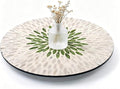 13.4" Mother of Pearl Lazy Susan, Table Centerpiece Round Shell Decorative Lazy Susan Turntable Rotating Tray Organizer for Cabinet Counter Gift Kitchen Office Cafe Home Decor (White Green)