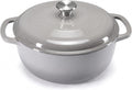 DUMOS Cast Iron Dutch Oven, 6 Quart Pot with Lid, Enameled Heavy Duty Cookware, Oven Safe to 500°F, Perfect for Bread Baking, Braising, Stews and Roasting, Moisture Sealing Lid with Dual Handles, Grey