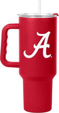Logo Brands NCAA 40 oz Tumbler with Handle -Stainless Steel Insulated Travel Tumbler with Straw Lid – Powder Coated, Leak-Resistant, Keeps Drinks Hot/Cold – Great for Tailgating, or Everyday Use