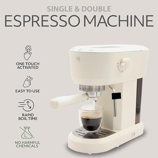 WILLOW Eco Series Espresso Machine with Milk Frother & Built-In Tamper, 15 Bar Coffee Maker with Hot Water Dispenser, 40oz Tank for Cappuccino & Latte - CREAM WHITE