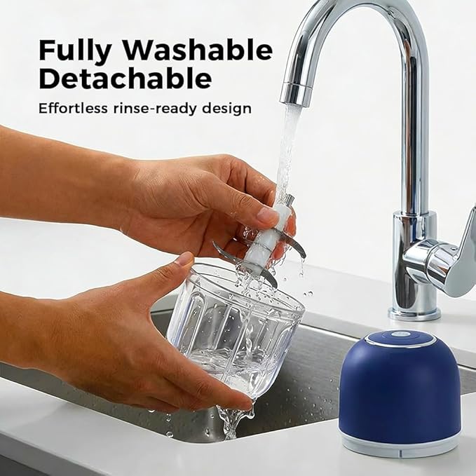 Electric Garlic Chopper Mini 350ml, USB Rechargeable Portable Veggie Chopper, Wireless Mini Food Processor with Stainless Steel Blades for Garlic, Onion, Nuts & Vegetables (White)