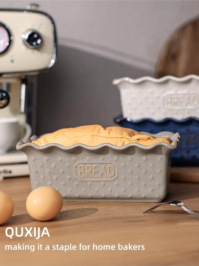 Ceramic Loaf Pan for Baking Bread, 9"X5" Bread Pans (Vintage Grey)