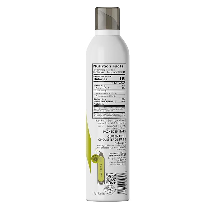 Mantova Extra Virgin Olive Oil Spray Truffle Flavored 8 oz. Spray Bottle - Manage Oil Amount - Great For Salads & Cooking