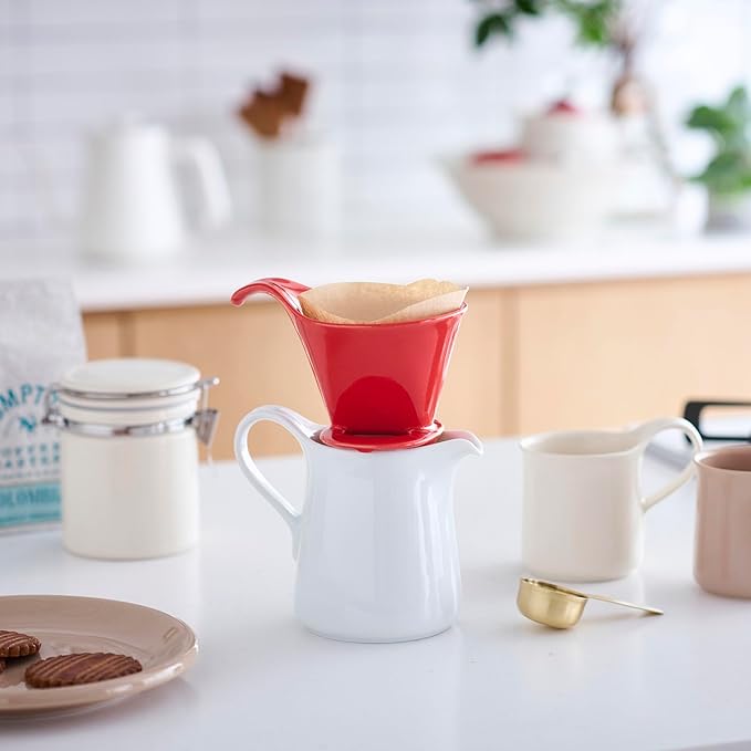 Zero Japan - Bee House Pour Over Coffee Dripper - Lead-Free & Cadmium-Free Ceramic Coffee Maker with Elegant Peek Hole, Drip Cone Brewer Coffee Gifts, Brewing Accessories - Tomato, Standar Size