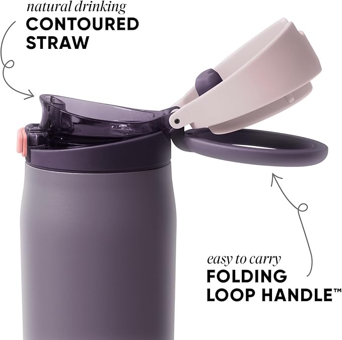 Simple Modern Personalized Mesa Loop Water Bottle with Covered Straw and Handle | 30oz Cup Holder Friendly Insulated Stainless Steel Bottles for Travel, Sports and School | Iris Sage