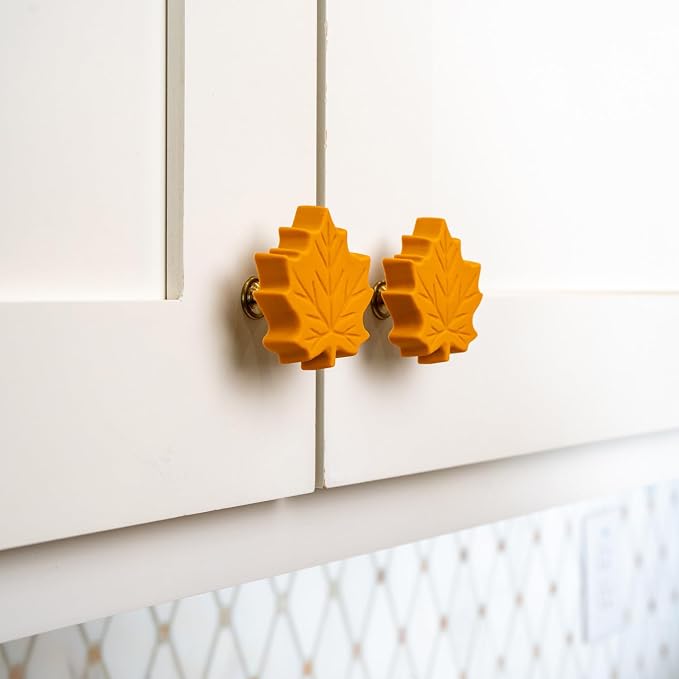 Knobēz: Decorative Knob Covers - Fall Leaf - 12pk - Stretch Over Hardware Decorations, Cozy Seasonal Autumn Colors, Kitchen-Bathroom-Dressers-Home