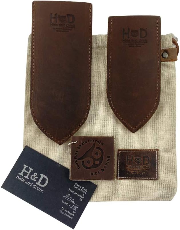 Hide & Drink, Rustic Thick Leather Cast Iron Hot Handle Covers - Large & Small Panhandle Grips for Heat Protection - Kitchen Essentials Handmade