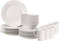 Rimmed Dinnerware Set | Mugs, Salad and Dinner Plates and Bowls Sets, Dishes with Highly Chip and Crack Resistant, Dishwasher and Microwave Safe (White, Service For 8)