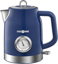 PARIS RHÔNE Retro Stainless Steel Electric Kettle, 1.7L Cordless Hot Water Tea Kettle with Thermometer, 1500W Fast Heating, LED Indicator, Auto Shut-Off & Boil Dry Protection
