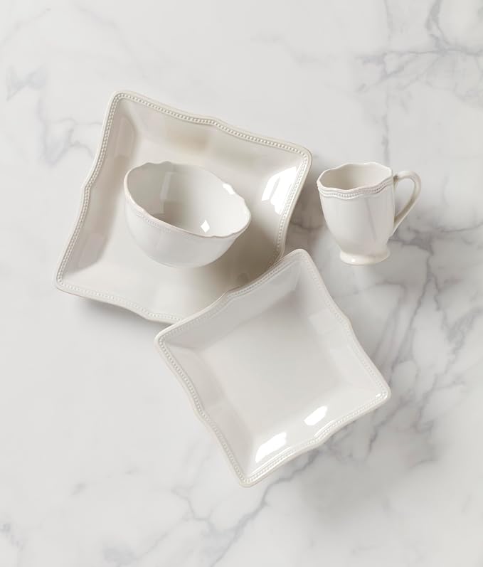 Lenox White French Perle Bead Square 4Pc Place Setting, 6.90 LB