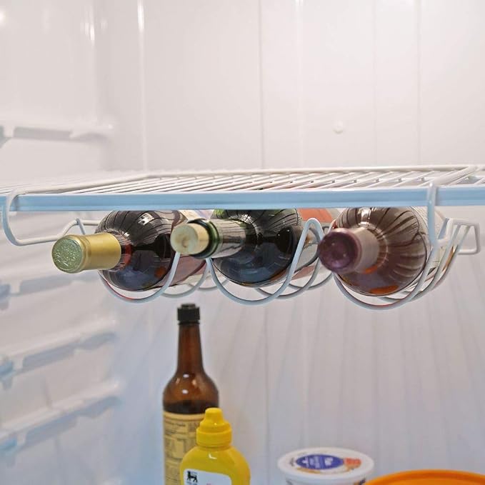 Southern Homewares Fridge Wine Rack – Slide-On Bottle Shelf, Holds 3 Bottles, Fits Most Refrigerator Shelves, Set of 2