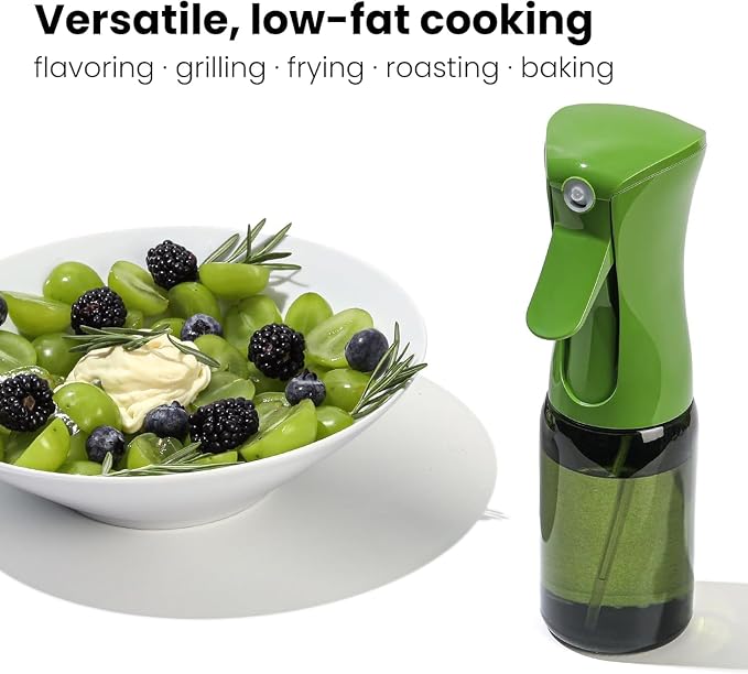 Mistifi Premium Oil Sprayer, Olive Oil Sprayer – Dark Glass Bottle for Cooking, Air Fryer & Salad – Fine Mist, Easy Press – Green Set of 2