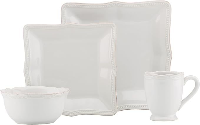 Lenox White French Perle Bead Square 4Pc Place Setting, 6.90 LB