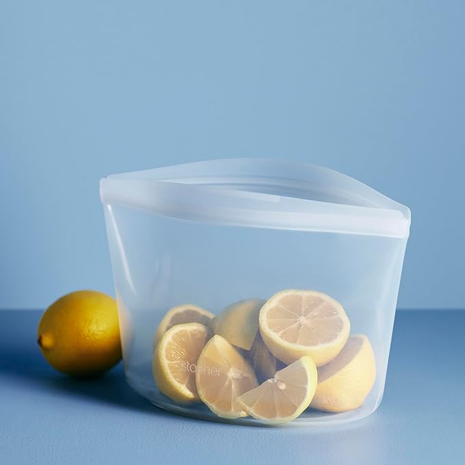 Stasher Silicone Reusable Storage Bag, 6-Cup Bowl, Reusable Freezer Bags, Microwave, Dishwasher, Oven Safe, Sous Vide, Premium Lunch Container, Eco Friendly, Food-safe Silicone Snack Bag, 48 oz, Clear | Reusable Food Bag