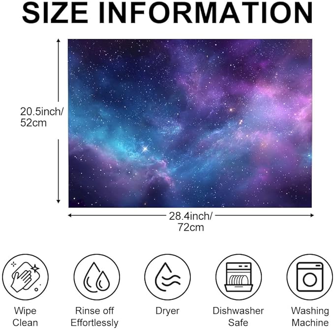 Stove Top Cover for Electric Stove 28.4 x 20.5 Inch Non Slip Stove Mat Oil Proof Purple Galaxy Glass Cooktop Protector Kitchen Counter Mat