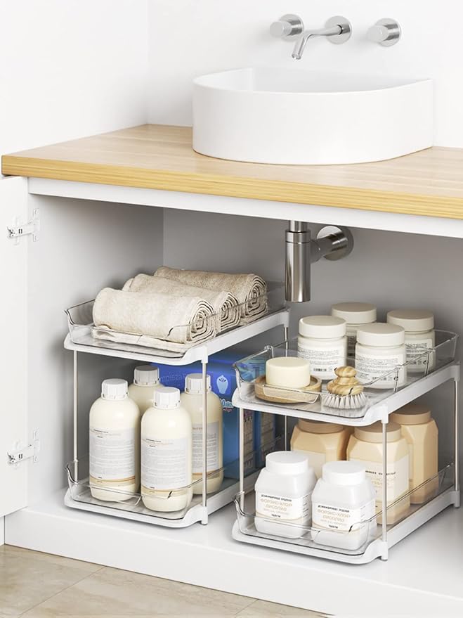 Delamu 2-Tier Multi-Purpose Bathroom Under Sink Organizers and Storage