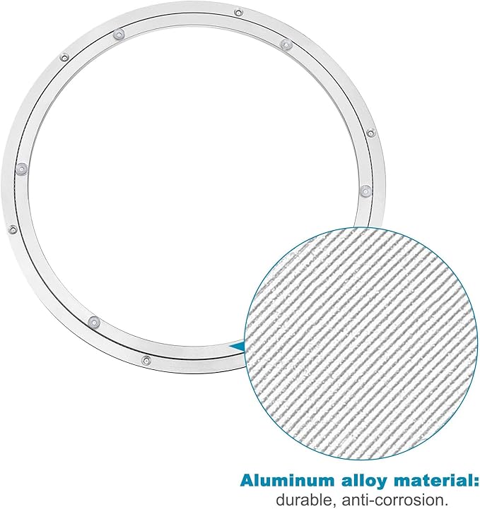 MECCANIXITY Aluminum Lazy Susan 16 Inch Turntable Ring Large Bearing Metal Rotating Turntable Bearings Swivel Plate Hardware for Round Dining-Table Showcase Display Stand Services Silver