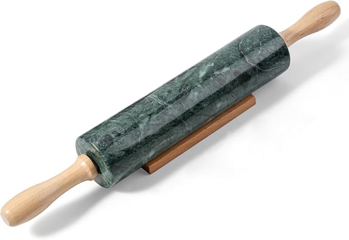 Koville Indian Green Marble Rolling Pin, Non-Stick Stone Dough Roller, 18 Inch Rolling Pin for Baking,Pasta, Dumpling, Ravioli, Fondant,Pie Crust, Kitchen Baking Pastry Tools, Kitchen Essential