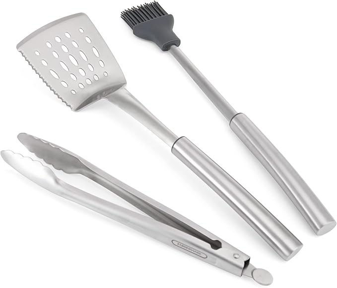 Farberware BBQ Stainless Steel Tool Set, 3 Piece, Stainless Set